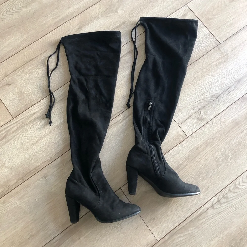 Black Over The Knee Heeled Boots